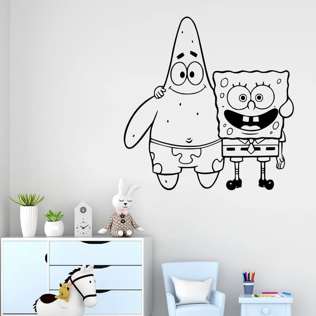 Veselá Stena Samolepka na stenu na stenu SpongeBob a Patrick Farba: černá