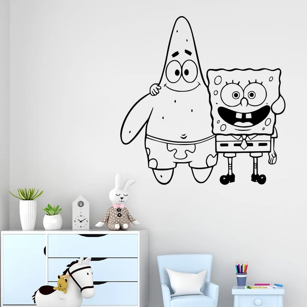 Veselá Stena Samolepka SpongeBob a Patrick Farba: béžová, Veľkosť: 40 x 40 cm