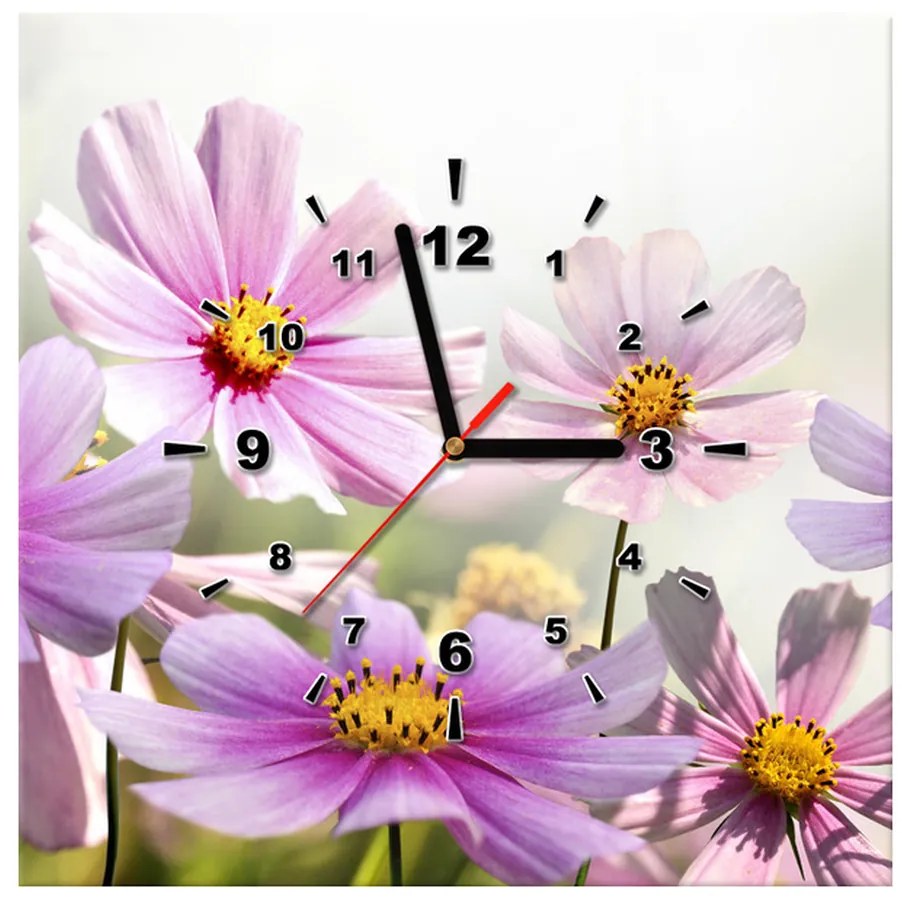 Gario Obraz s hodinami Jemné kvety Rozmery: 60 x 40 cm