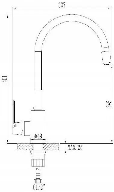 Invena Tesalia, 1-komorový granitový drez s odkvapkávačom 760x440x160 mm a kuchynskou batériou Joga Plus s flexibilným ramenom + chrómový automatický sifón, INV-AZ-01-043-SET