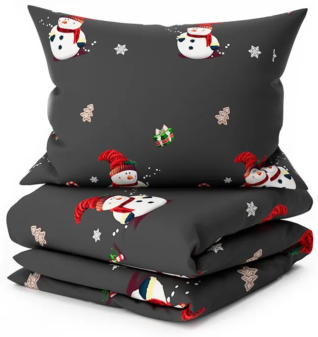 Obliečky z mikrovlákna Biely snehuliak čierne Rozmer obliečky: 70 x 80 cm | 140 x 200 cm