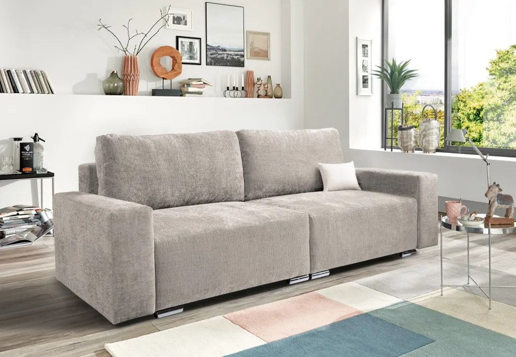 Rozkladacia pohovka Anafi, šedo-béžová látka