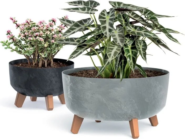 Nízky kvetináč GRACIE EFFECT antracitový