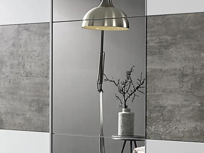 Šatníková skriňa Prenzlau, 218 cm, biela / sivý betón