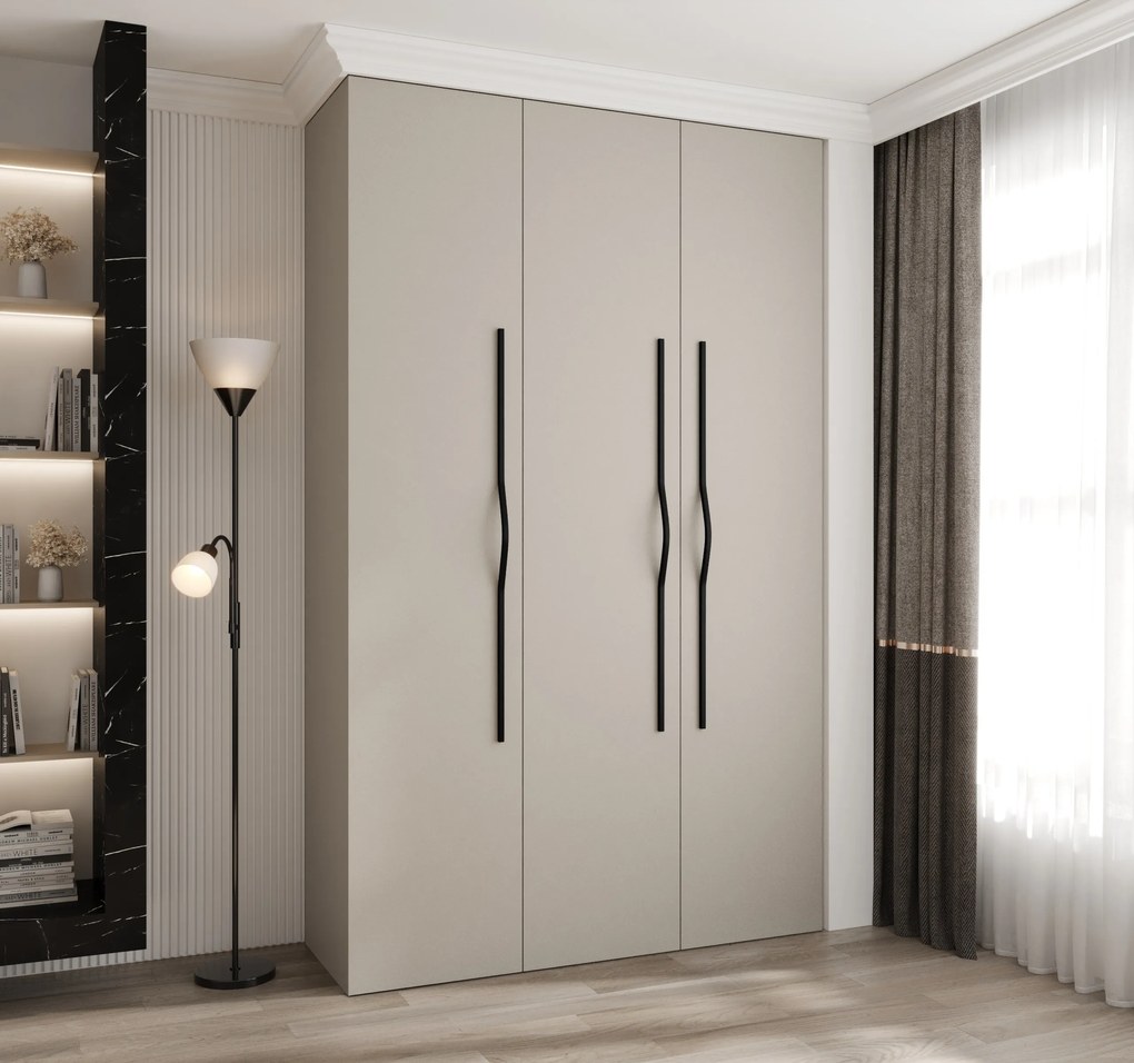 Šatníková skriňa 150 cm Carmela 50-2 (kašmír + čierna). Akcia -20%. Vlastná spoľahlivá doprava až k Vám domov. 1126743