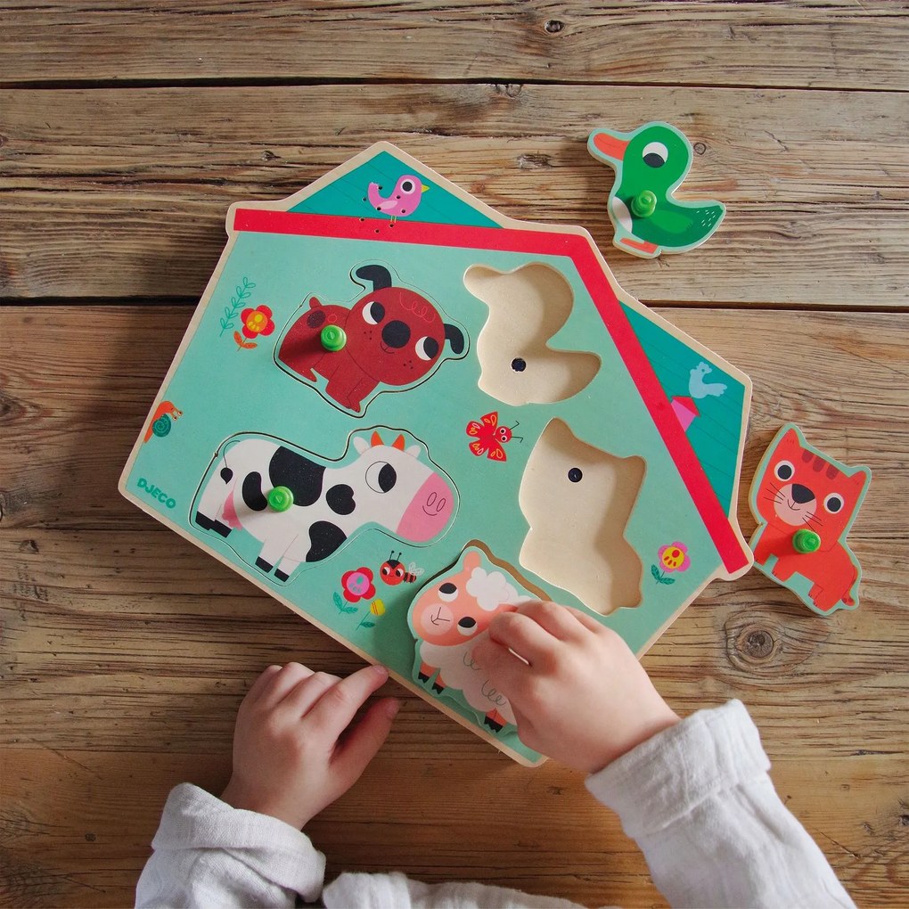 Vkladacie zvukové puzzle na doske - Farma
