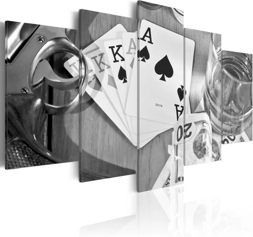 Obraz na plátne Bimago - Poker night - black and white 100x50 cm