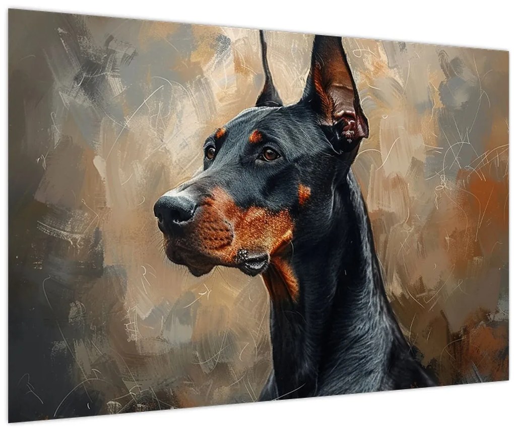 Obraz - Portrét Dobermana (90x60 cm)