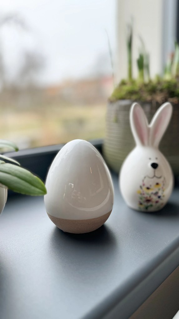 Biele keramické veľkonočné vajíčko SIMPLE