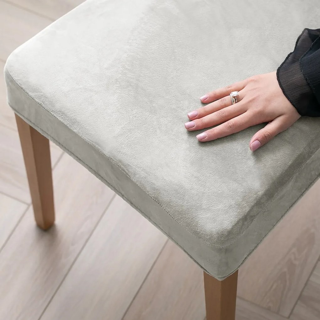 Restilo Napínací poťah na stoličku Sento strieborná, 48 x 48 x 58 + 10 cm, súprava 4 ks