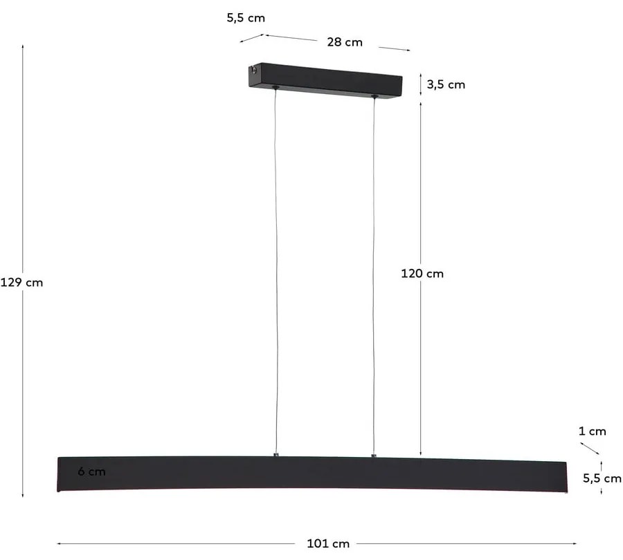 Matne čierne LED stropné svietidlo 5.5x101 cm Boadella – Kave Home