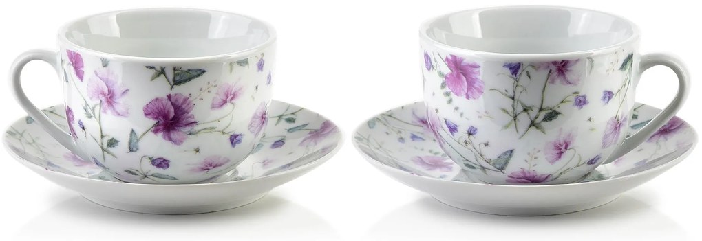 Porcelánová šálka s podšálkou Joy Purple 245 ml sada 2ks