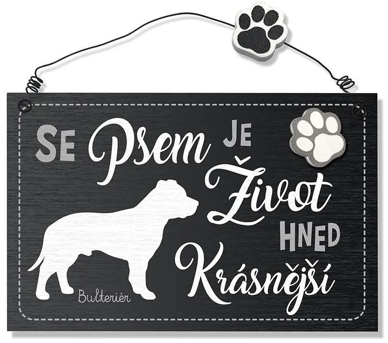 Nekupto Dekorace cedule se psem Bulteriér