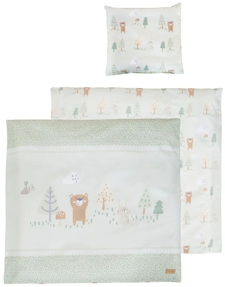 Svetlozelené bavlnené detské obliečky do postieľky 80x80 cm Woodland Buddies – Roba
