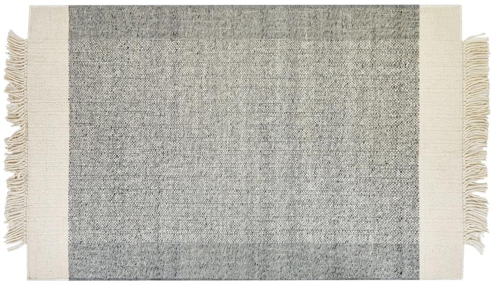 Vlnený koberec 140 x 200 cm sivá/krémová biela TATLISU Beliani