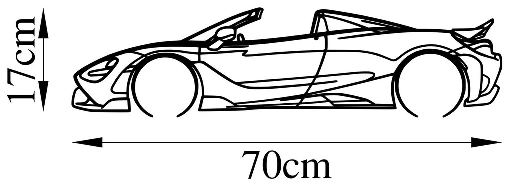 Nástenná kovová dekorácia McLaren 720S Silueta čierna