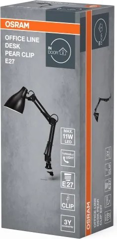 Osram - Stolová lampa so svorkou DESK LINE 1xE27/11W/230V čierna