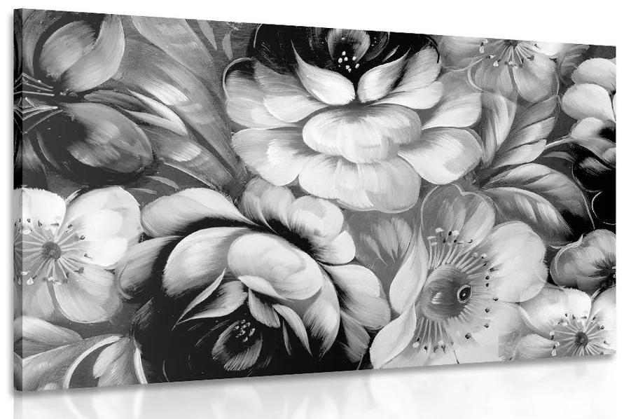 Obraz impresionistický svet kvetín v čiernobielom prevedení Varianta: 120x80