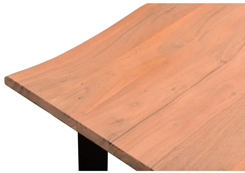 furniture-nabytek.cz - Jídelní stůl Willy z masivní akácie s černými kovovými nohami, lakovaný, přírodní – 120×80 cm