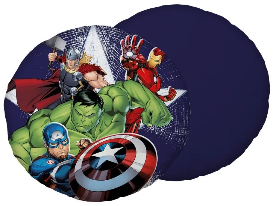 JERRY FABRICS Tvarovaný mikroplyšový vankúšik Avengers Heroes Polyester, průměr 40 cm