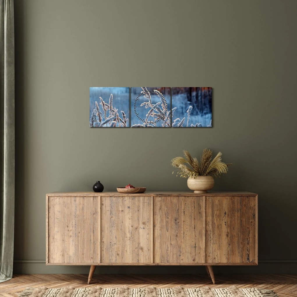 Obraz - Zimná lúka (s hodinami) (90x30 cm)