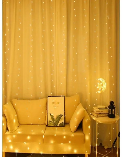 ISO 11332 Svetelný záves 300 LED teplá biela