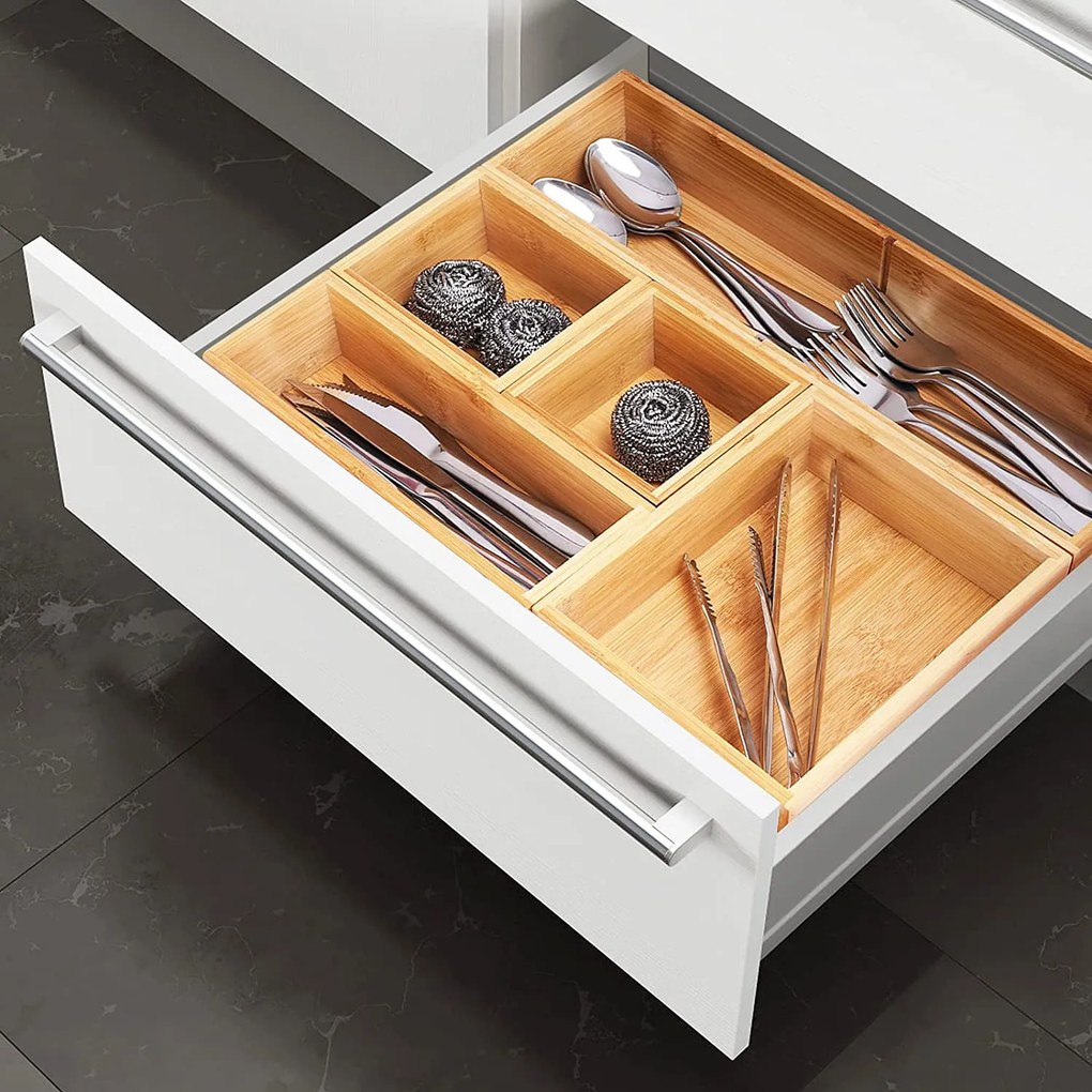 Organizér do šuplíku kuchyně i koupelny, příborník BAMBOOZ (23x15x7)