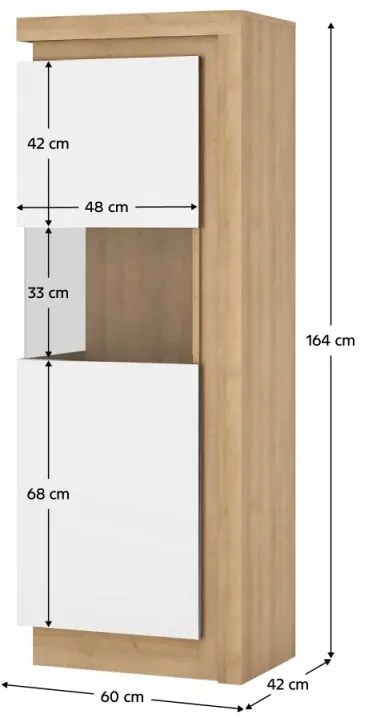 Kondela Vitrína, LEONARDO 01 L, dub riviéra/HG biela