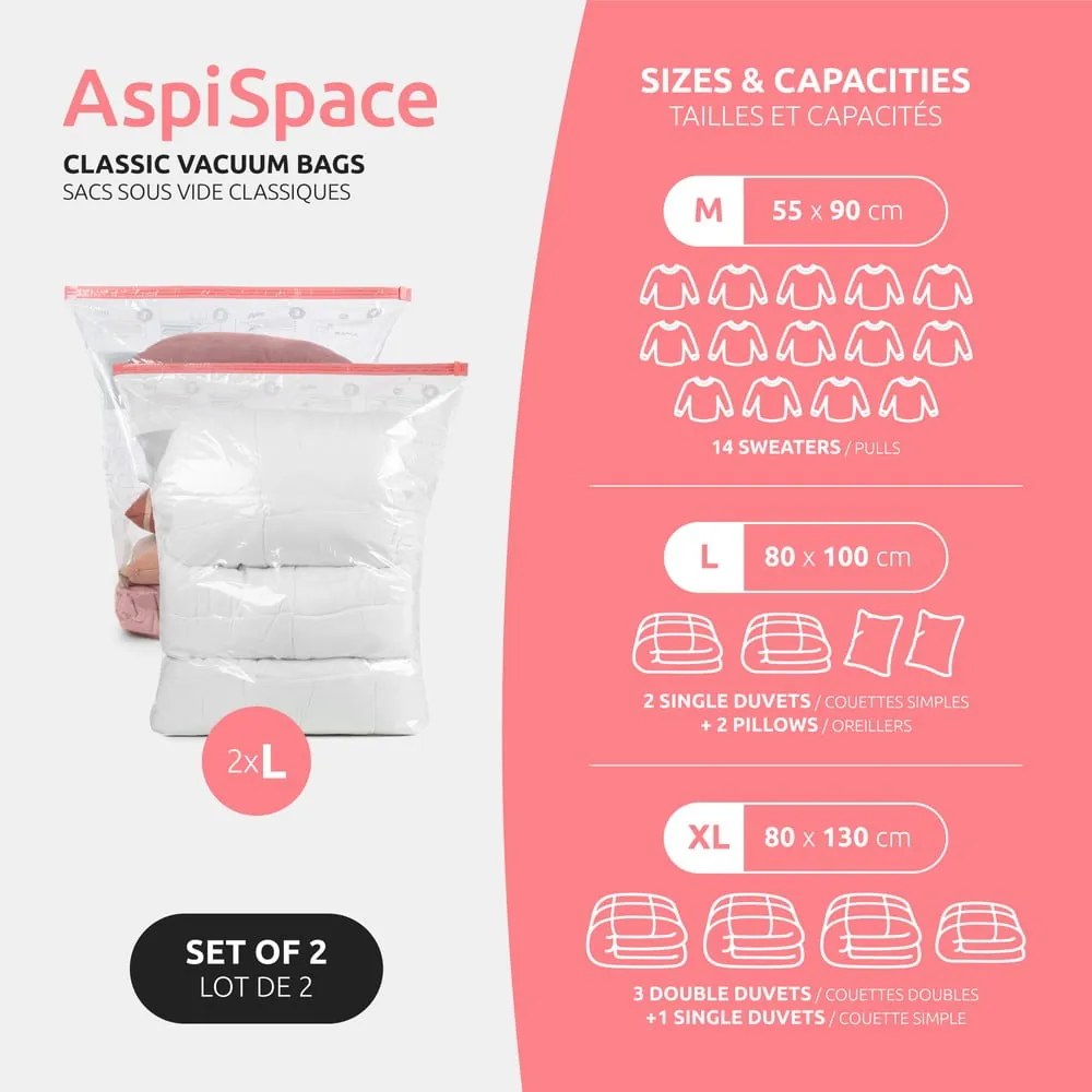 Vákuové vrecia v súprave 2 ks Premium Valve L – Compactor