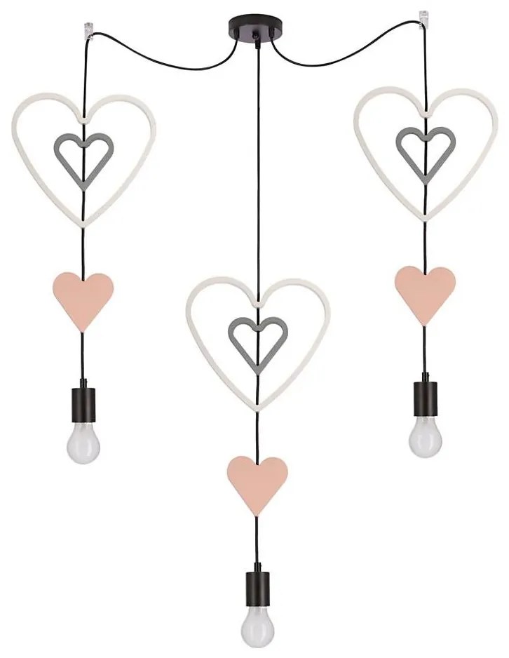 Detský luster na lankách TRIO 3xE27/20W/230V ružová/biela/šedá