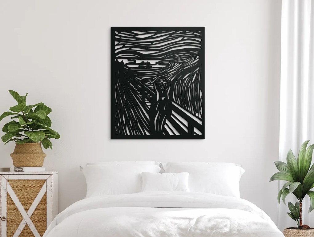 drevko Abstraktný drevený obraz Výkrik Rozmer obrazu: 44,5 x 37 cm, Farba dekorácie: Čierna