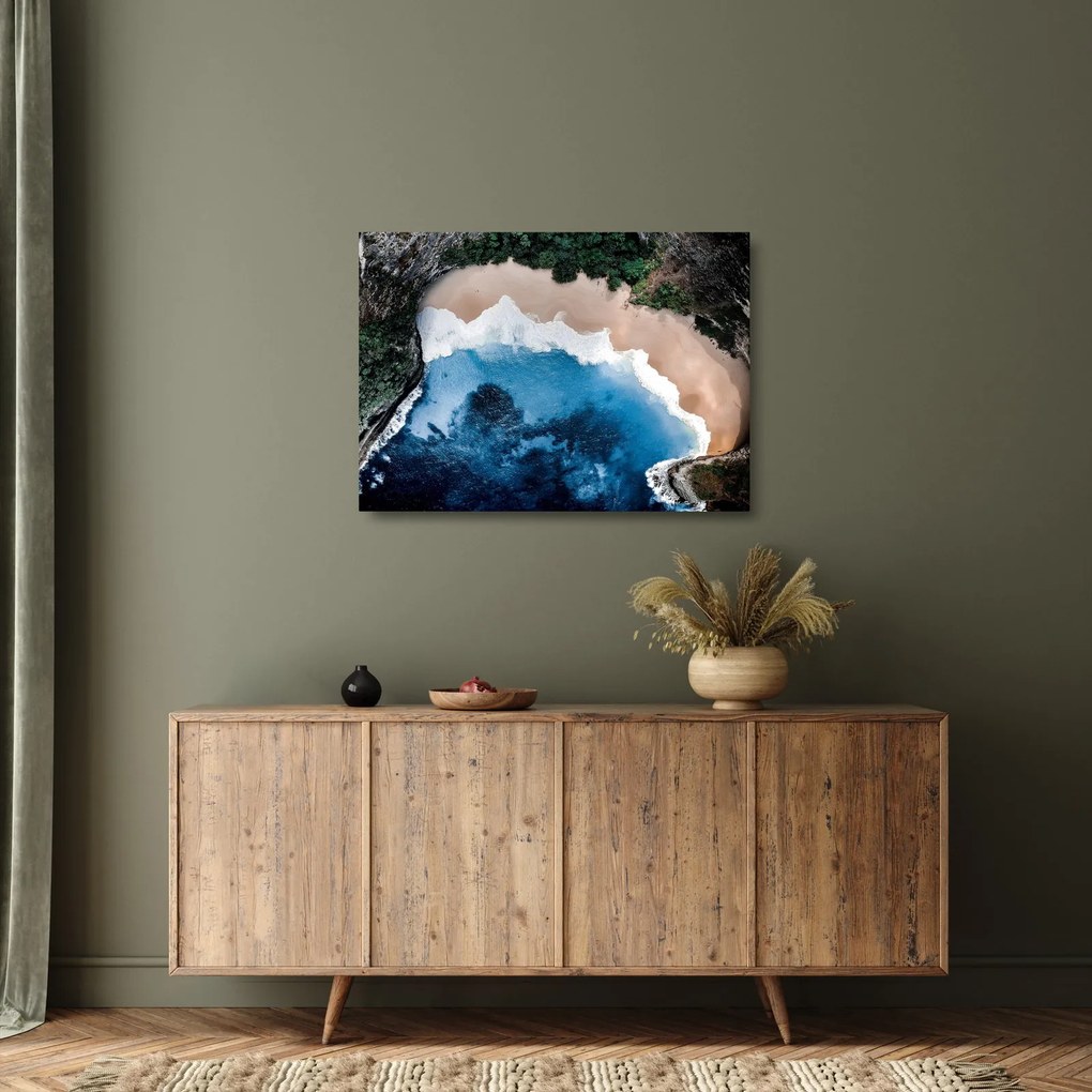 Sklenený obraz pláže Nusa Penida, Indonézia (70x50 cm)