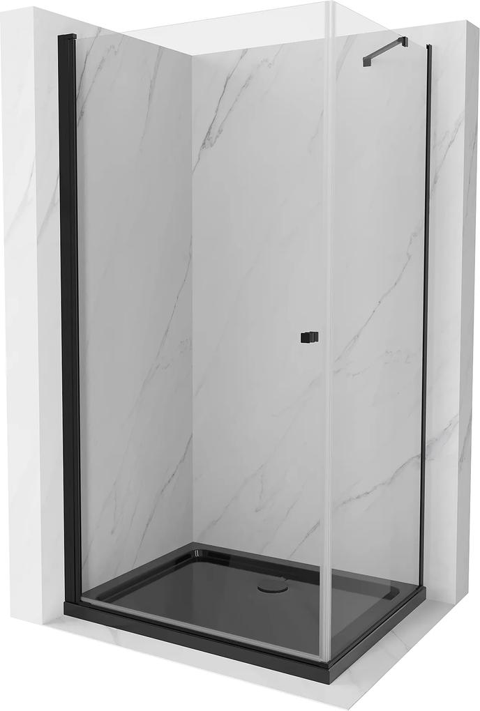 Mexen Pretoria, sprchovací kút 70 (dvere) x 120 (stena) cm, 6mm číre sklo, čierny profil + čierna sprchová vanička, 852-070-120-70-00-4070B