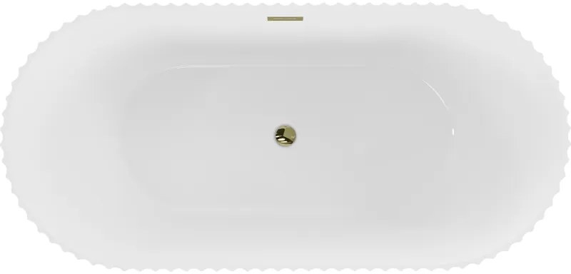 Mexen Paola, voľne stojaca vaňa, drážkovaná, 170 x 80 cm, biela lesklá, zlatý lesklý prepad, 52721708000-50