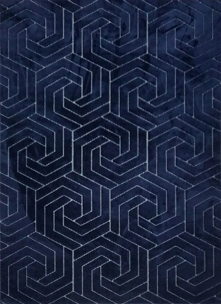 Koberec Zen Garden 2401 NAVY – námornícky modrý s geometrickým vzorom Rozmer: 200x290 cm