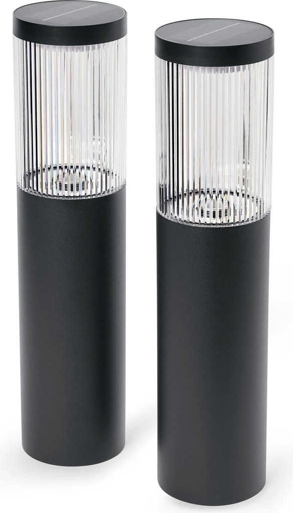 Solárne cestné svietidlá, drážkované, 2 ks