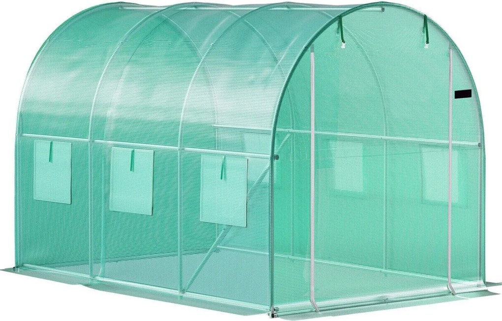 Bauerkraft Fóliový skleník 3x2x2 m 6 m² kovový rám UV fólia - zelený
