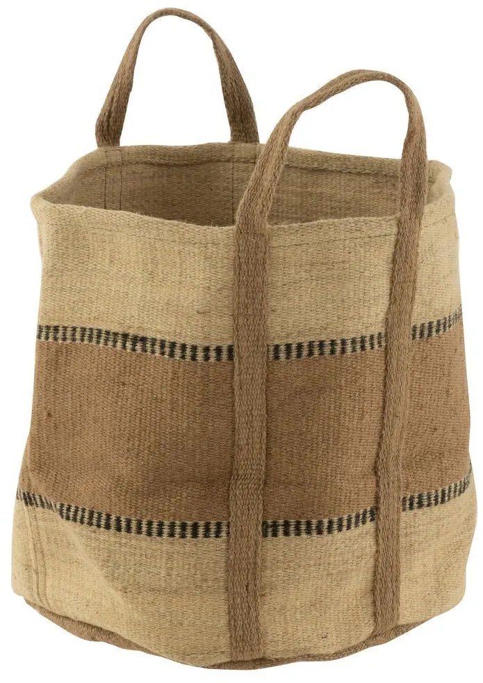 Hnedo-béžový pletený jutový kôš Ecru - Ø 40*60 cm
