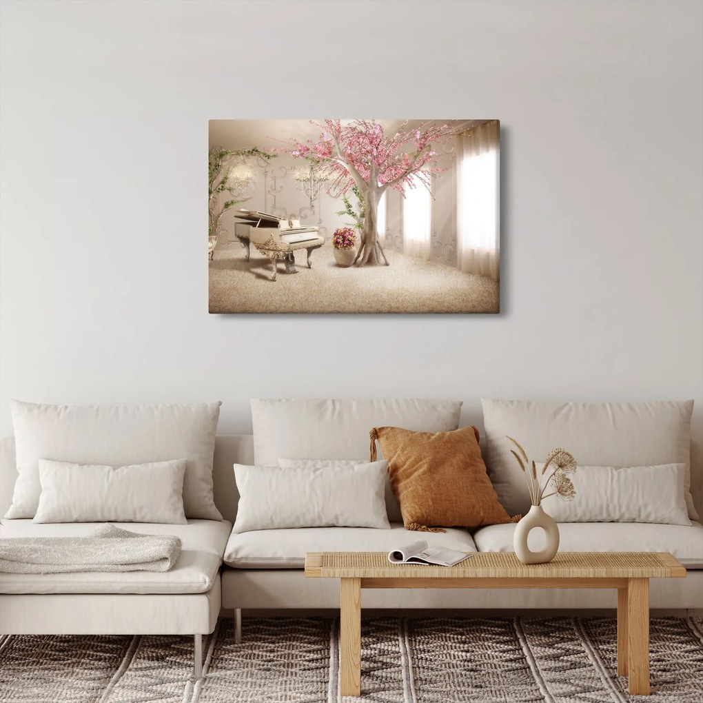 Obraz - Snový interiér s klavírom (90x60 cm)