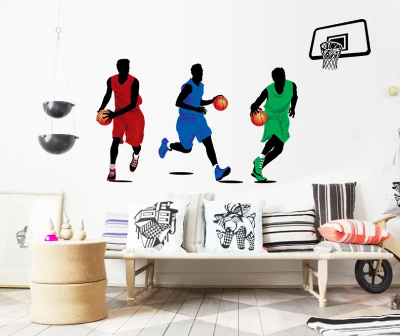 Veselá Stena Samolepka Hráči basketbalu