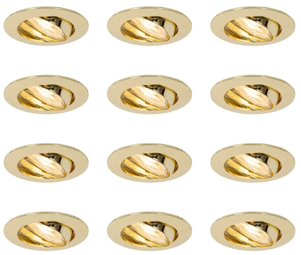 Sada 12 vstavaných bodových svetiel mosadz GU10 35 mm - Edu