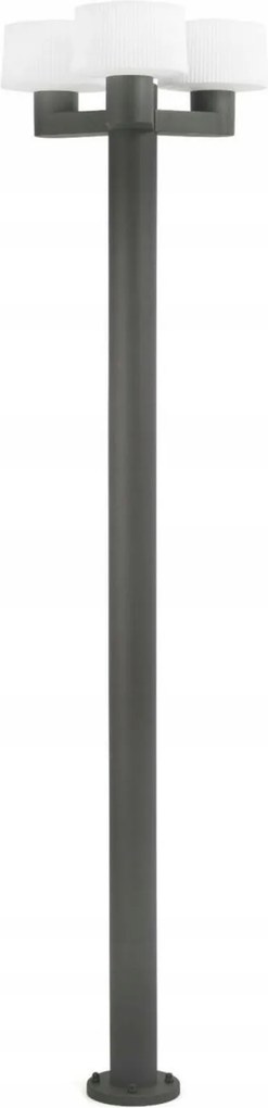 Stĺpiková záhradná lampa Faro Muffin, 3xE27, tmavo šedá, IP44, hliník