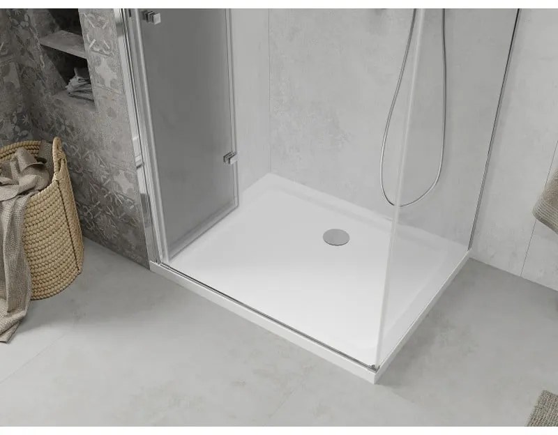 Mexen Lima sprchovací kút 80 x 90 cm, 6mm sklo, chrómový profil - číre sklo + slim sprchová vanička 5cm - 856-070-090-01-00-4010