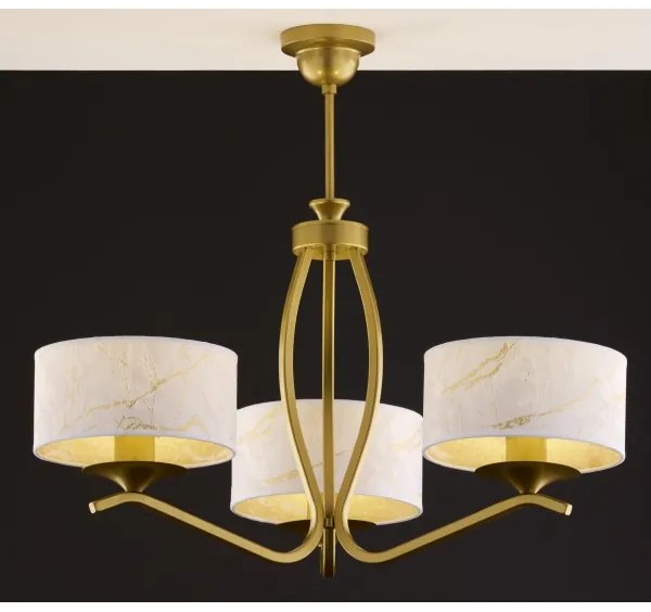 Jupiter 2109 - Luster na tyči KASZMIR 3xE27/15W/230V biela/zlatá/mramorový dekor