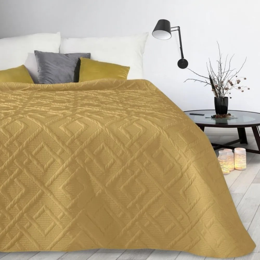 Moderný prehoz so vzorom v horčicovej farbe Šírka: 220 cm Dĺžka: 240cm