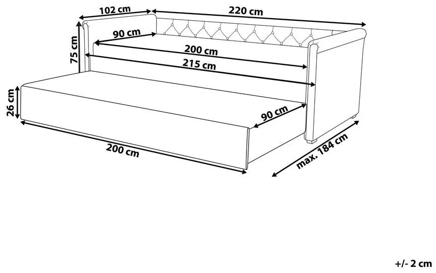 Rozkladacia posteľ 90 cm LISABON (s roštom) (sivá). Vlastná spoľahlivá doprava až k Vám domov. 1007307