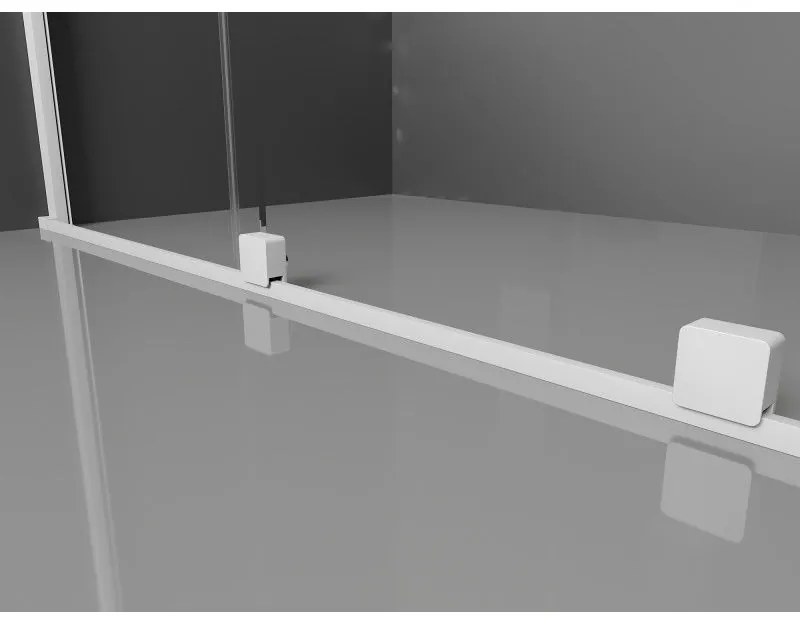 Mexen Velar, posuvné dvere do otvoru typ Walk-In 130 cm, 8mm číre sklo, biela, 871-130-000-03-20