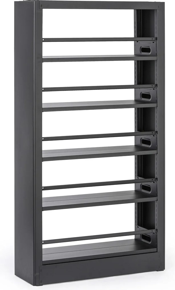 Kovová knižnica, 1750 × 915 × 300 mm, čierna