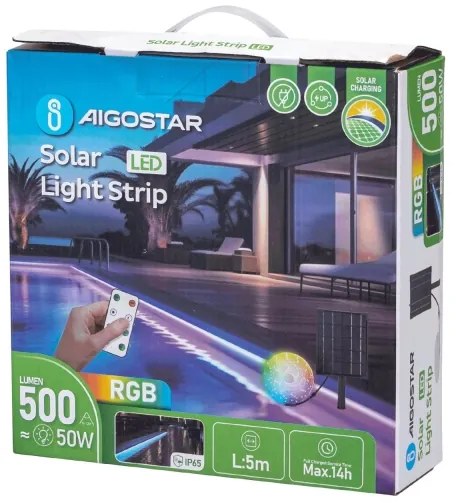 Aigostar - LED RGB Stmievateľný solárny pásik LED/5W/3,2V 5+2m IP65 + DO