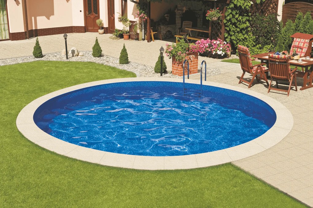 Zapustený kruhový bazén IBIZA s kovovou stenou - 4,60 x 1,20 m